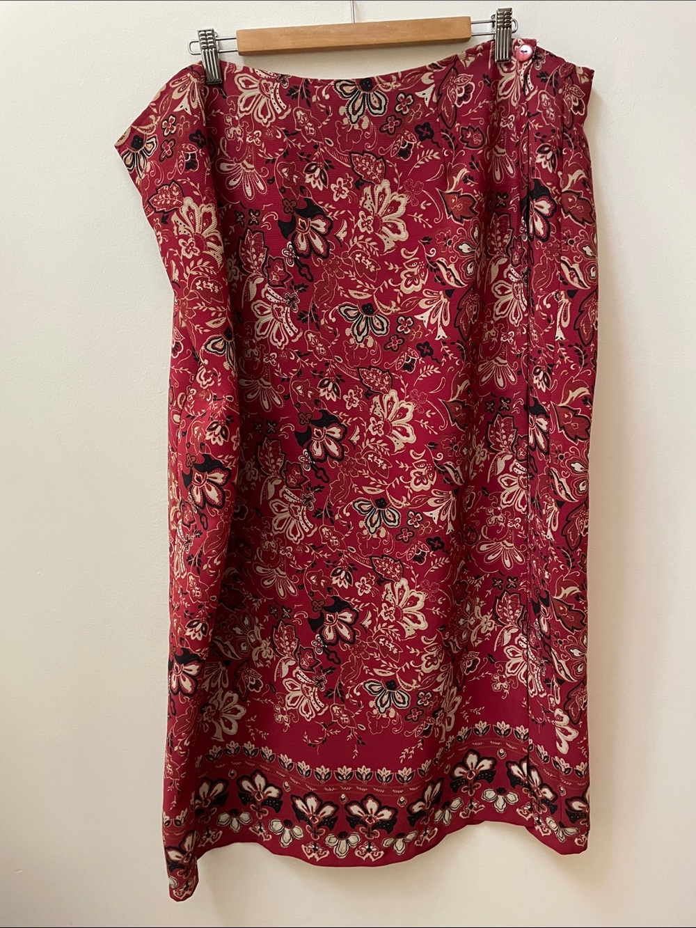 90s Vintage Jessica Plus Red Paisley Wrap Skirt